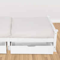 2 x Wooden Bed Frame Storage Trundle Drawers-White