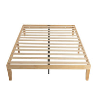 Warm Wooden Natural Bed Base Frame - Queen