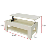 Lift Up Coffee Table with Storage-White