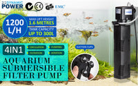 Aquarium Submersible Filter Pond Pump 1200L/H 22W 1.6m