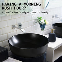 Muriel 42 x 42 x 13.5cm Black Ceramic Bathroom Basin Vanity Sink Round Above Counter Top Mount Bowl