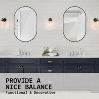 Wall Mirror Oval Aluminum Frame Bathroom 50x75cm BLACK