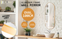 Wall Mirror Oval Aluminum Frame Bathroom 45x100cm GOLD