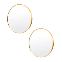 2 Set Wall Mirror Round Aluminum Frame Bathroom 50cm GOLD