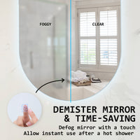 LED Wall Mirror Oval Anti-Fog Bathroom 45x100cm BLACK