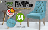 4X French Provincial Dining Chair Oak Leg AMOUR BLUE