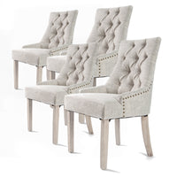 4X French Provincial Dining Chair Oak Leg AMOUR CREAM