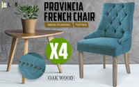 4X French Provincial Dining Chair Oak Leg AMOUR DARK BLUE