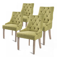 4X French Provincial Dining Chair Oak Leg AMOUR GREEN