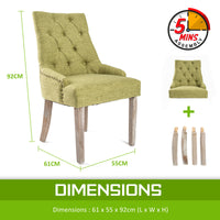 4X French Provincial Dining Chair Oak Leg AMOUR GREEN