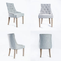 2X French Provincial Dining Chair Oak Leg AMOUR GREY
