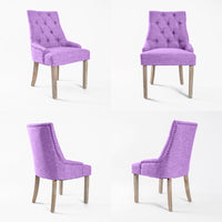 4X French Provincial Dining Chair Oak Leg AMOUR VIOLET