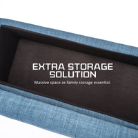Storage Ottoman Stool 102cm Fabric DARK BLUE