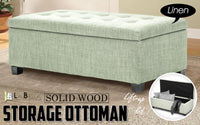 Storage Ottoman Stool 102cm Fabric LIGHT GREEN
