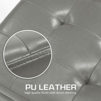 102cm Grey Storage Ottoman Stool Leather