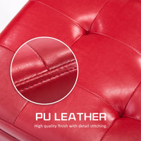 102cm Red Storage Ottoman Stool Leather