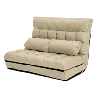 Lounge Couch Sofa Bed Double Seat Leather GEMINI BEIGE