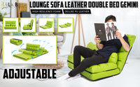 Lounge Couch Sofa Bed Double Seat Leather GEMINI GREEN