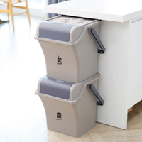 2 Set 45L Stackable Recycle Bin Brown Rubbish Open-Touch Flip Lid