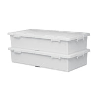 2X Under-bed Storage Train Wheel Container 38L with Lid - LIGHT GREY