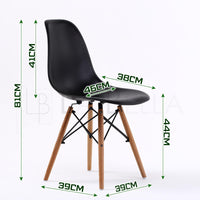 4X Retro Dining Cafe Chair DSW BLACK