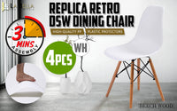 4X Retro Dining Cafe Chair DSW WHITE