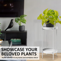 Plant Stand 50cm Planter Shelf Rack Display Steel 2 Tier WHITE