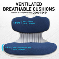 2X Slender Chair Posture Correction Seat Floor Lounge Padded Stackable BLUE