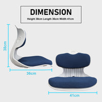 2X Slender Chair Posture Correction Seat Floor Lounge Padded Stackable BLUE