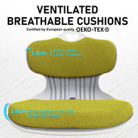 2X Slender Chair Posture Correction Seat Floor Lounge Padded Stackable LIME