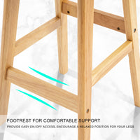 4X Wooden Bar Stool Dining Chair Fabric DARA 65cm GREY