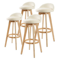 4X Wooden Bar Stool Dining Chair Fabric LEILA 72cm BEIGE