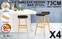 4X Wooden Bar Stool Dining Chair Fabric DARA 73cm BLACK