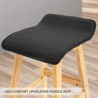 4X Wooden Bar Stool Dining Chair Fabric DARA 73cm BLACK