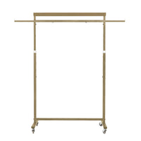 Clothes Rack Coat Stand Hanging Adjustable Rollable Steel GOLD
