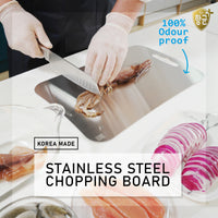 Combo SML Stainless Steel Chopping Cutting Boards + Chopping Boards Holder