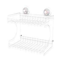 Double Rectangular Shelf Removable Suction WHITE