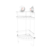Double Corner Shelf Removable Suction Small WHITE