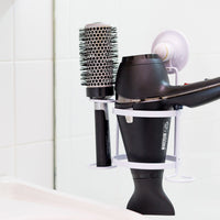 Hair Dryer Brush Comb Holder Removable Suction WHITE