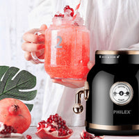 PHILEX Electric Blender Juice Smoothie Ice Mixer Retro 600ml + 2 Cups BLACK