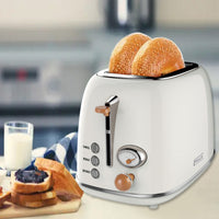 PHILEX 2-Slice Electric Toaster Bread Reheat Defrost Retro Retro OFF-WHITE