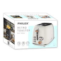 PHILEX 2-Slice Electric Toaster Bread Reheat Defrost Retro Retro OFF-WHITE