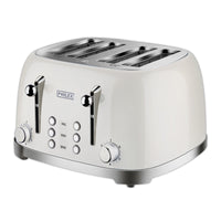 PHILEX 4-Slice Electric Toaster Bread Reheat Defrost Retro Retro OFF-WHITE