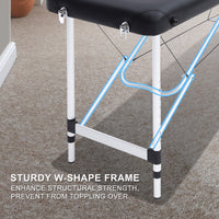 Aluminium Portable Beauty Massage Table Bed 2 Fold 55cm Black