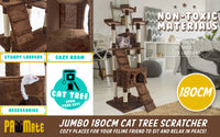 Cat Tree Multi Level Scratcher JUMBO 180cm BROWN