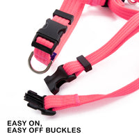 Dog Double-Lined Straps Harness and Lead Set Leash Adjustable M NEON CAROL-PINK