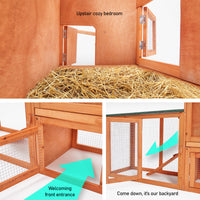 Rabbit Hutch Chicken Coop 204 x 45 x 85cm 2 Storey Cage Mansion