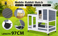 Rabbit Hutch Chicken Coop with Wheels 96.5 x 56 x 90.5cm 2 Storey Pet Cage Run HOPKINS