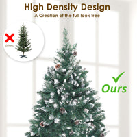 Snowy Christmas Tree Xmas Pine Cones 4Ft 120cm 390 tips + Bauble Balls