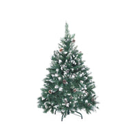 Snowy Christmas Tree Xmas Pine Cones 4Ft 120cm 390 tips GREEN